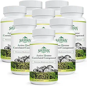 Hexose activo Correlated Compound 1500 mg Suplemento, Natural 8 Mushroom Extract Supplement, Immune System, Liver Function, Natural Killer and T Cells Activity, 720 Veggie Capsules
