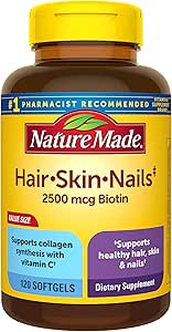 Peluquería, Piel &amp; Nails con 2500 mcg de Biotin Softgels, 60 Cuenta para apoyar el cabello saludable, la piel y las uñas