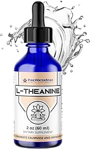 FWS L Theanine Liquid Drops, 200mg 99% Pure Bioactive L-Theanine, Organic, Natural, Vegan, Non GMO Ayuda a promover la calma, la relajación, el mejor humor, el sueño relajante, para adultos y niños