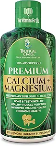 Oasis tropical calcio líquido Magnesio tóxico promueve huesos fuertes y dientes sanos TEN 98% Max Absorción ANTE 32 Fl Oz, 64 Serv