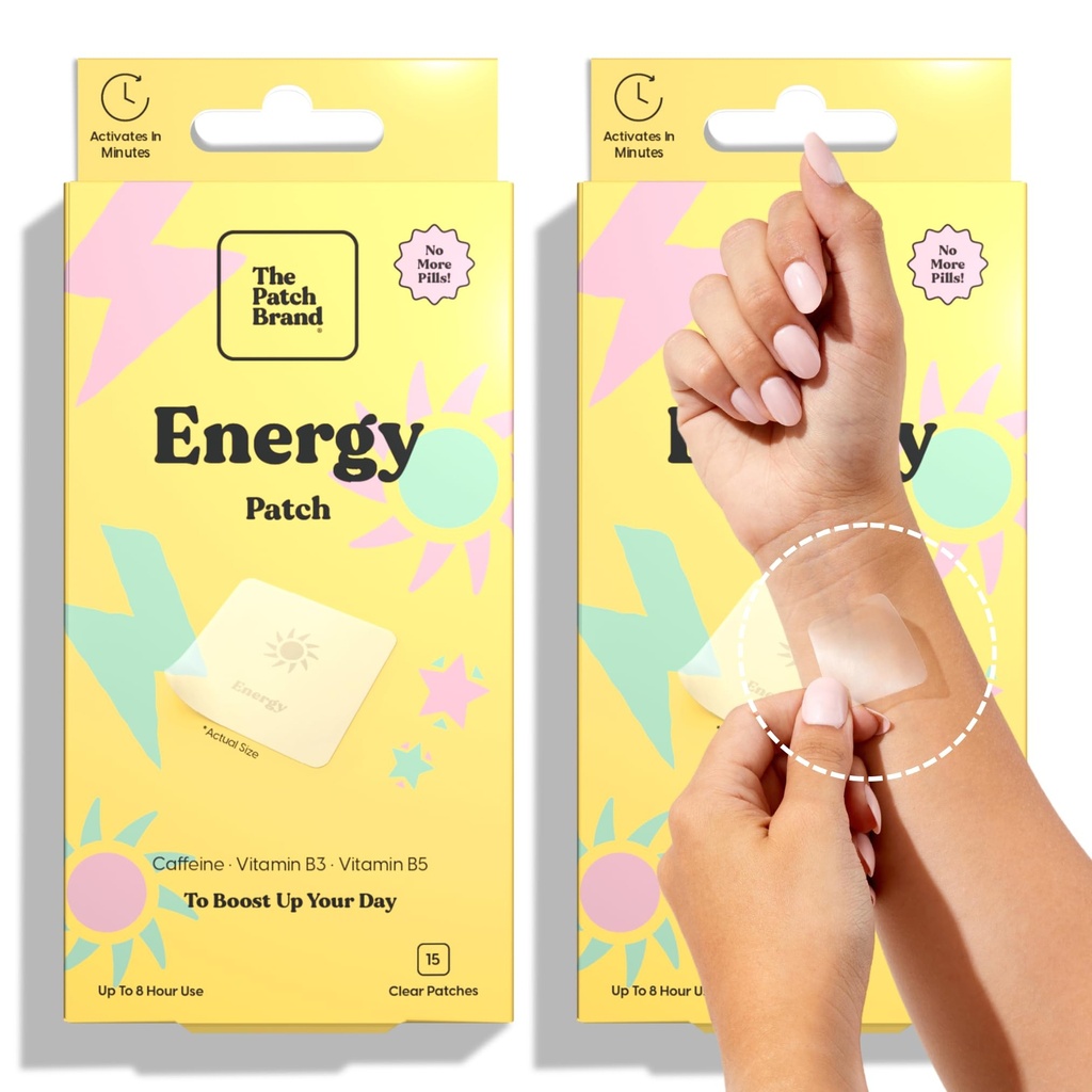 Los Patches de Energía de la Marca del Patch apoyan la energía con Caffeine y B5 y B3 ¦ All Natural Wellness Patch Plant Based and Cruelty Free Water Resistant Patches That Last All Day