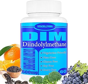 DIM Suplemento 600mg Bloqueador de Estrógeno para Hombres - Hormona, Equilibrio de Estrógeno, Menopausa, PCOS, Acné y Cuidado de la Esquí 60 Cápsula