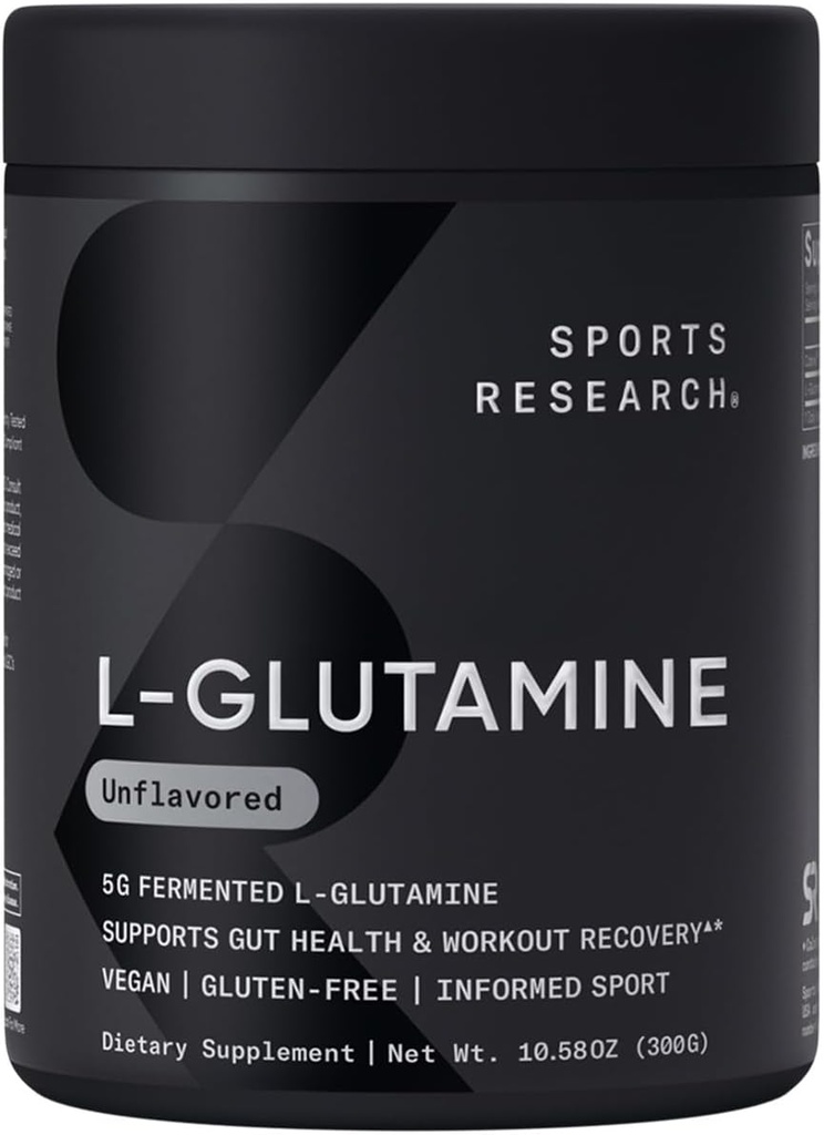 Sports Research® L-Glutamine - Recuperación de entrenamiento, Immune Health & Gut Health Support - 5 G Por Serving - 10.58 Oz