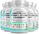 Clean Nutraceuticals Quercetin Zinc Vitamin C Vitamin D Bromelain Elderberry - Lung Immune Support Supplement Adults with Artemisinin, Sea Moss, Echinacea, Allergy Relief (60 Count (Pack of 5))