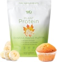 TRU Suplementos Pólvora de proteínas de base vegetal, BCAA, EAA, 20g Arroz de marrón vegano &amp; Pea Proteína, 100 Calories, 27 Vitaminas, Sin sabores artificiales 25 Actuaciones (Banana Maple Muffin)