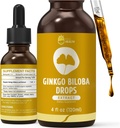 Orgánica Ginkgo Biloba Extracto Suplementos Líquidos, Cerebro &amp; Focus Support, 98% Absorción, Vegan, No GMO, Alcohol &amp; Gluten Gratis - 4 Fl Oz