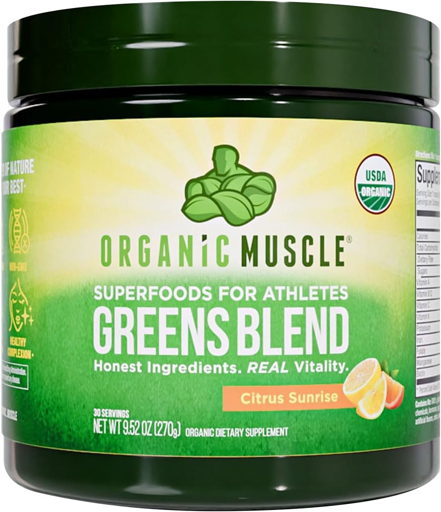 Muscle Ecológico Super Verdes Polvo Orgánico Superalimentario Polvo con Probióticos, Spirulina, Clorella y Matcha sometida No-GMO, 30 Servimientos