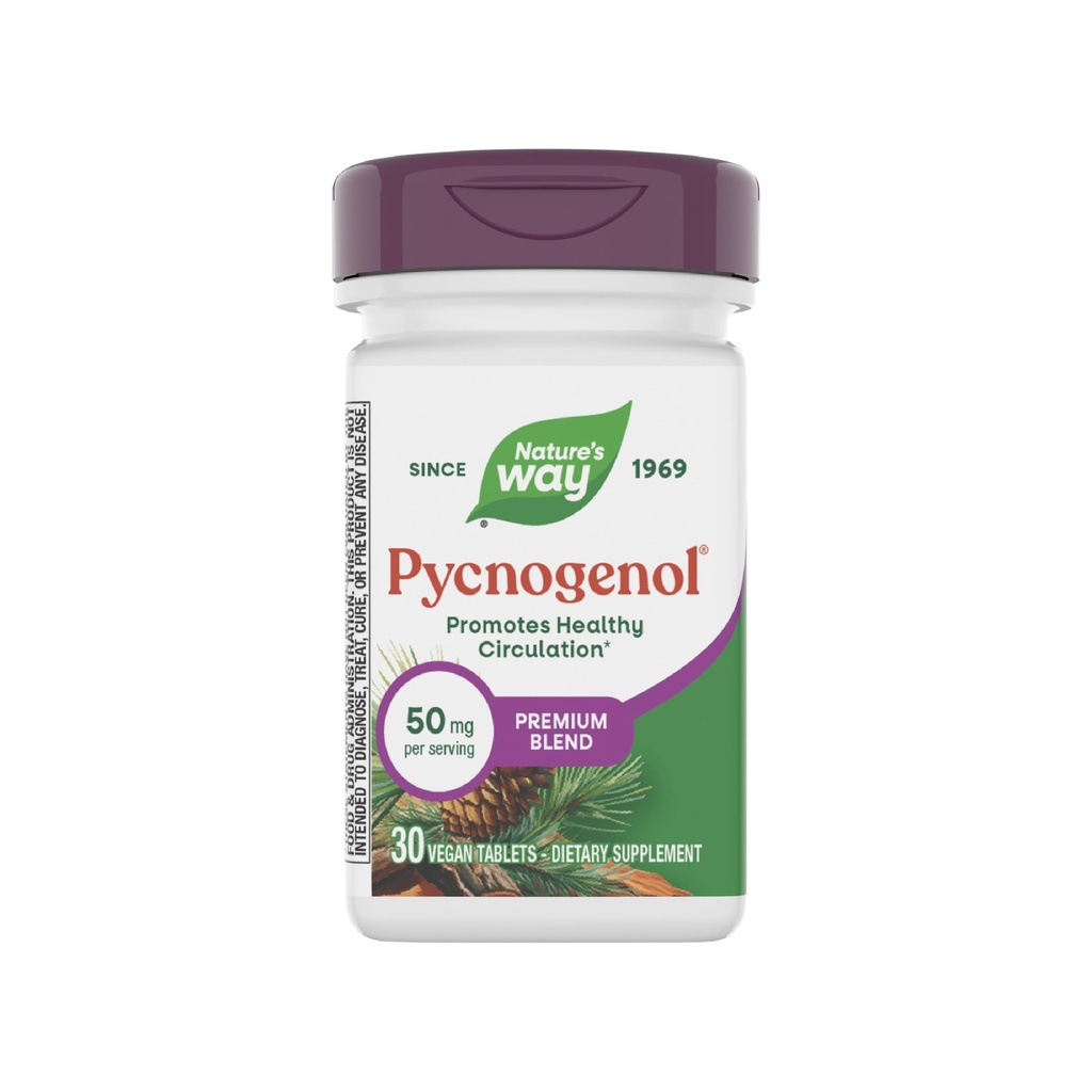 Nature's Way Pycnogenol Premium Blend, Promotes Healthy Circulation*, Antioxidant Support*, 50 mg per Serving, 30 Vegan Tablets (Packaging May Vary)