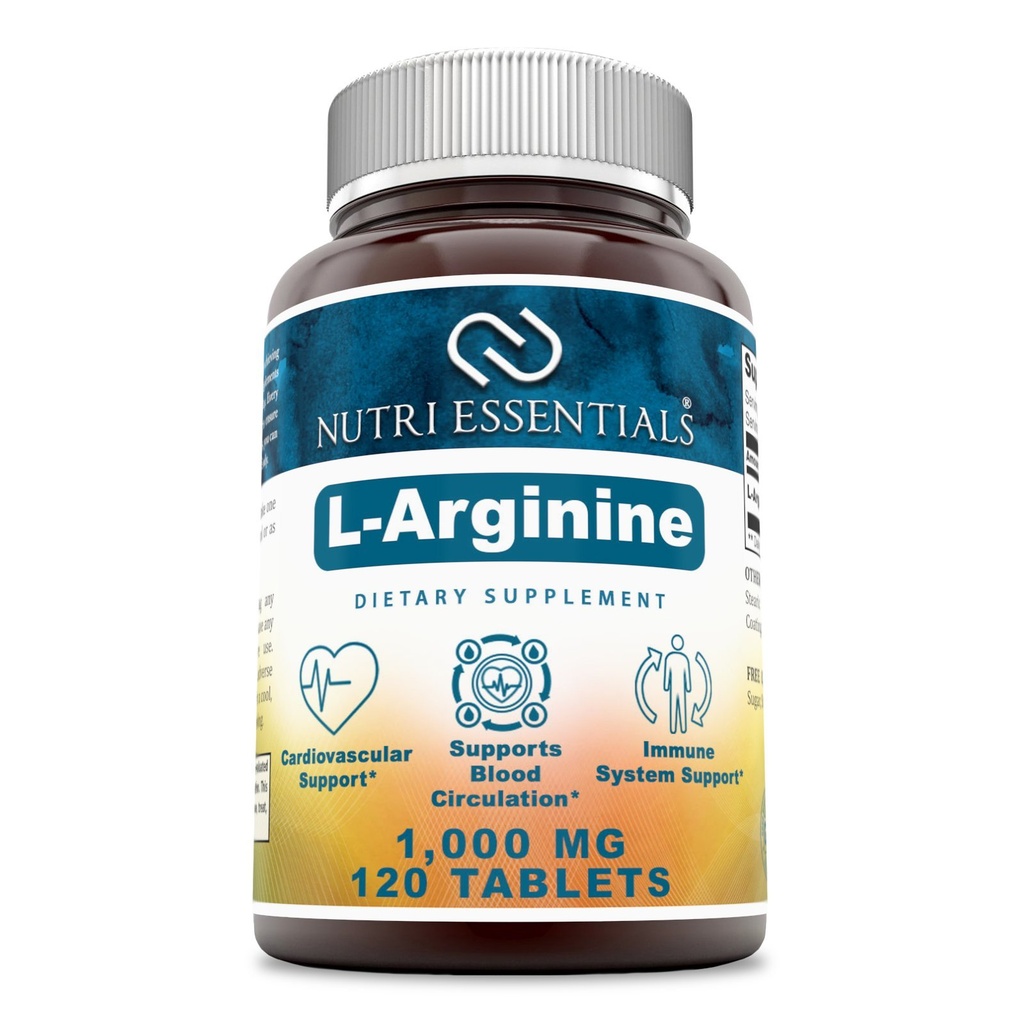 L-Arginina 1000 Mg 120 Tablets Suplemento dietético - Asistencias Salud cardiovascular - Soportes Funciones del sistema inmunitario - promueve la circulación sanguínea