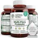 Natural Nutra Ultimate Flora Probiótico para Mujeres y Hombres, ayuda a mejorar la digestión, contribuye a la salud general, promueve el sistema inmunológico, multi-entrenamiento con Lactobacillus, Acidophilus, 60 cápsulas