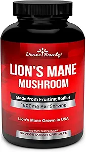 Organic Lions Mane Mushroom Capsules - 1800mg El más fuerte de León Mane Mushroom Suplemento - Non-GMO Lions Mane Extract Powder - Nootropic Brain Supplement - Brain &amp; Immune Support - 90 Vegetarian Caps