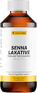 Senna Liquid Sennosides Senna Laxative by Llorens Care 8.8 mg. 5 mL. Hecho de Sennosides Naturales. Liquid Laxative Alleviate Constipation &amp; Provide Relief. Senna Syrup