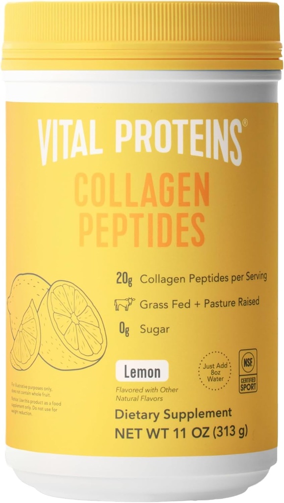 Proteínas vitales Péptidos de colágeno Polvo, Suplementos de colágeno, Salud de la piel del cabello, 14 Servimientos, Lemon