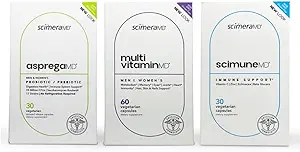 ScimeraMD® AspregaMD 30CT Probiotic + Prebiotic, ScimeraMD® ScimuneMD 30CT Immune Support and ScimeraMD® MultivitaminMD Multiminerals for Digestive Health, Immune System Support and Wellness Support