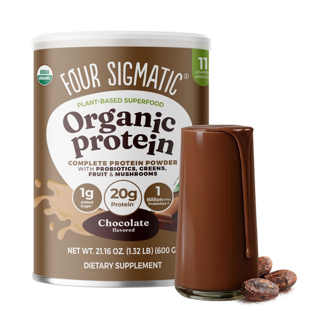 Four Sigmatic Organic Plant-Based Protein Powder Creamy Cacao Protein with Lion’s Mane, Chaga, Cordyceps and More ← Clean Vegan Protein Elevated for Brain Function and Immune Support  21.16 oz