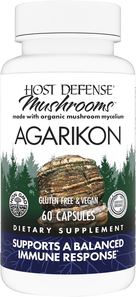 Host Defense Agarikon Capsules - Immune System Support Supplement - Mushroom Supplement to Aid Immune Functions " Cell Strength - Herbal Dietary Supplement - 60 Capsules (60 Servings)*