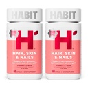 Habit Hair, Skin & Nails Supplement 2 Pack (120 Capsules) - New Look, Supports Skin Hydration, Hair & Nail Strength, Biotin 2000mcg, Vitamin A & C, Hyaluronic Acid, Rosehip, Vegan, Non-GMO