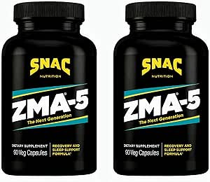 SNAC ZMA-5 Suplemento de ayuda para dormir, promover la recuperación muscular " Crecimiento, Apoyo inmunitario " , " sueño restaurativo con zinc, magnesio " 5-HTP, Post Workout, Antes de cama suplementos ZMA 180 Cuenta (2 Pack)