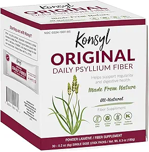Konsyl Original Formula Daily Fiber, 100% All Natural Psyllium Husk Powder - Stickpacks 30ct