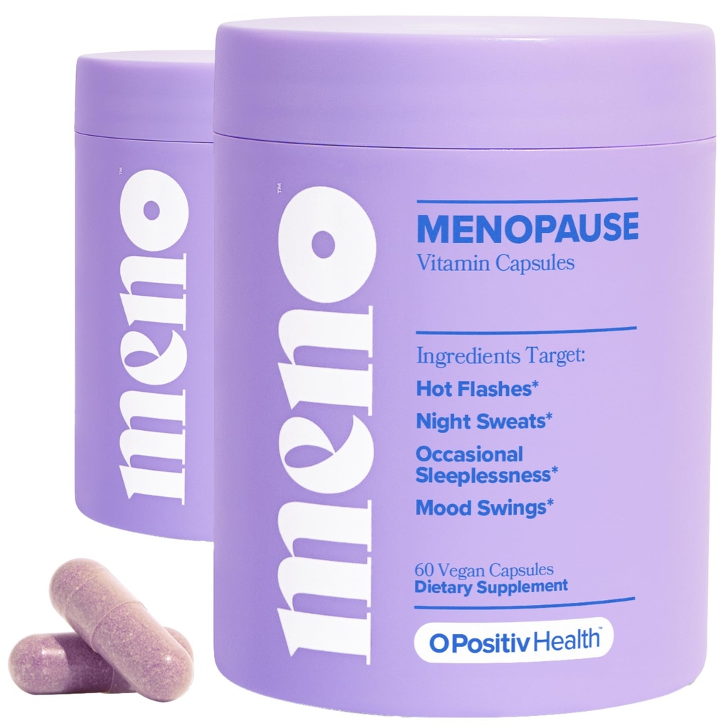 MENO Vitamins for Menopause - Hormone-Free Menopause Supplement for Women - Black Cohosh & Ashwagandha KSM-66 - Helps Relieve Hot Flashes, Night Sweats, Mood Swings - 30 Servings (Pack of 2)
