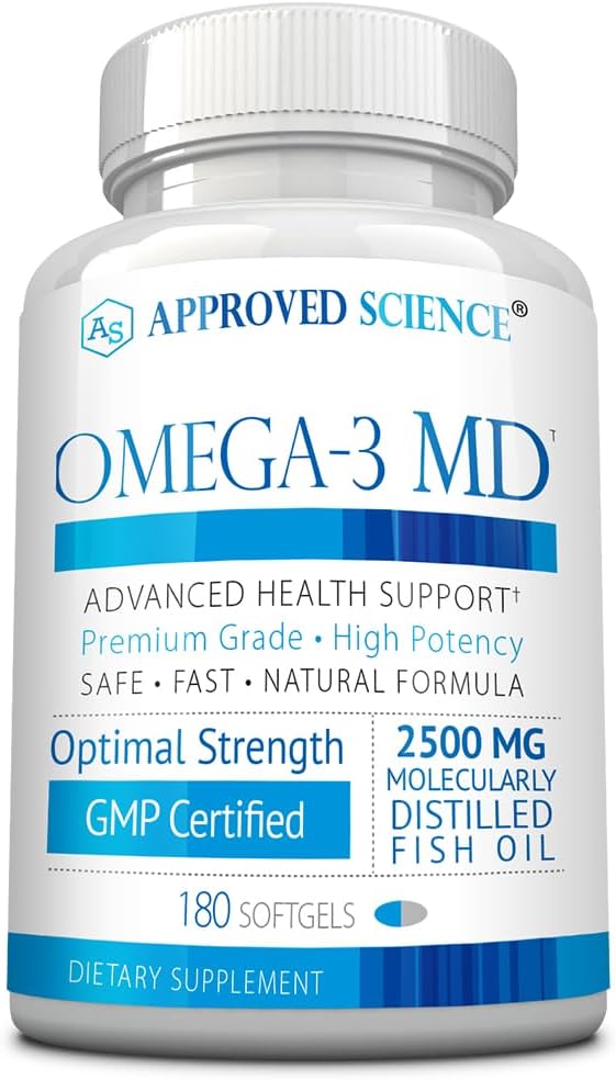 Omega-3MD - Pez aceite EPA & DHA - Mejorar la salud cognitiva - 1 botella - 3 meses de suministro