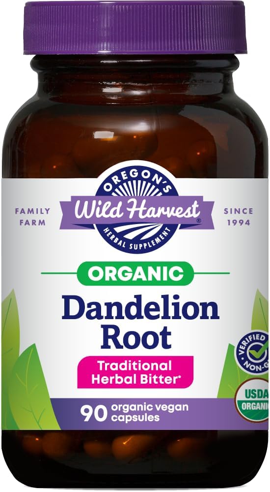 Oregón de Harvest Salvaje Dandelion Root Suplemento Orgánico ← Herbal Bitter Tradicional, 90 cápsulas Vegan