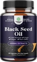 Cápsulas de aceite de semilla negra vegano - Cold Presionado Nigella Sativa Negro Cumin Cápsulas de aceite de semilla con Omega 3 6 9 Antioxidantes y Thymoquinone para el crecimiento del cabello Apoyo conjunto salud y digestión