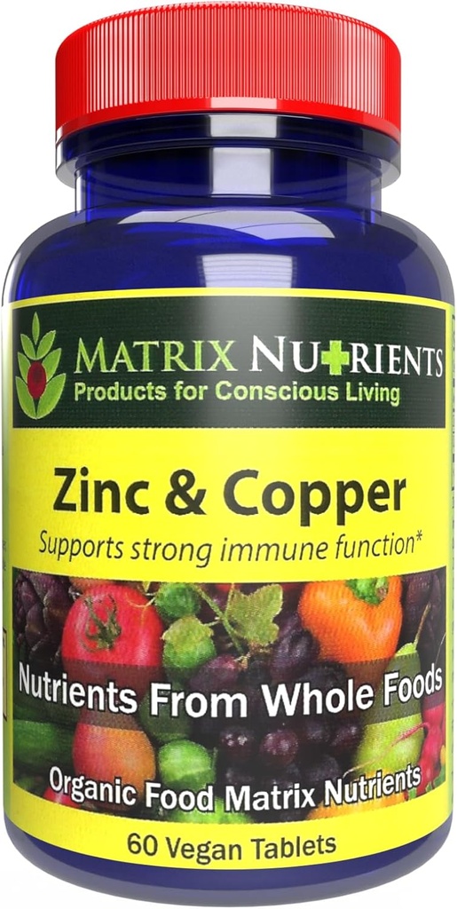 ZINC &amp; Copper - LAB Tested for Highest Purity! Absorción rápida, 100% Ingredientes naturales orgánicos - Soporte inmunitario masivo - Corazón de reparación &amp; Cuerpo! - Tablas vegas (60ct)
