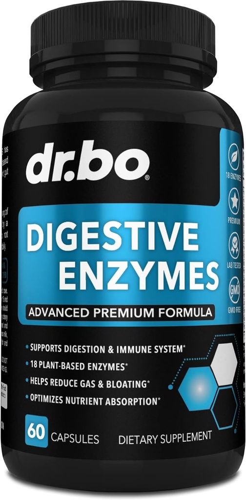 Enzimas digestivas Suplementos Planta Basada - Pancreático &amp; Proteolíticos Super Digestión Enzima Suplemento Pills Ayuda para Bloating Relief for Women &amp; Hombre - Lipase, Amylase, Bromelain, Protease &amp; Cellulase