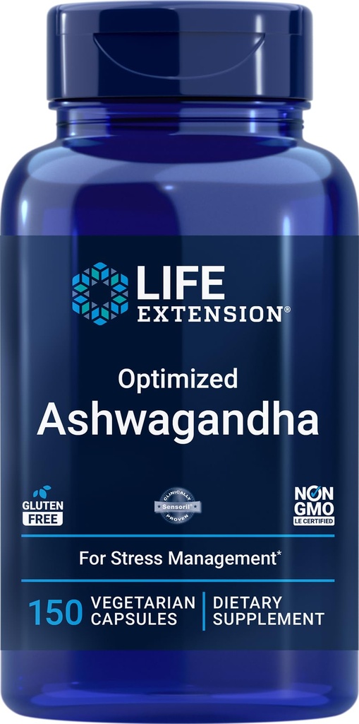 Ampliación de vida Optimizada Ashwagandha, 150 Veg Caps - Non-GMO, Gluten Free, Vegetarian Capsules