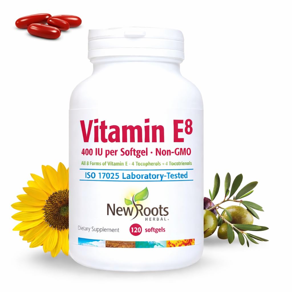 NOTICIAS ROOTS HERBAL Vitamina E 400 UI Capsules ← Orgánica Antioxidante Suplemento Silencio Todos 8 Tipos de Vitamina E para Cerebro &amp; Visión Apoyo Silencio 4 Tocopherols &amp; 4 Tocotrienols for Women &amp; Men (120 Softgels)