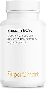 Supersmart - 90% Baicalin 500mg per Day (Scutellaria Baicalensis) - Chinese Skullcap Extract Supplement | Non-GMO & Gluten Free - 60 Vegetarian Capsules