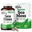 Wild &amp; Organic Sea Moss Capsules - Irish Sea Moss Complex with Bladderwrack & Burdock Root for General Well-Being - 180 Vegan Seamoss Capsules