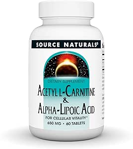 Fuente Naturals Acetyl L-Carnitina & Ácido Alfa-Lipoico, para Vitalidad Celular*, 650mg - 60 Tabletas