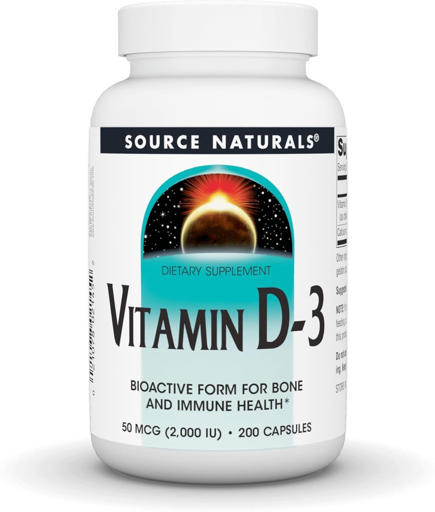 Fuente Naturals Vitamina D-3, Forma bioactiva para la salud ósea*, 2000 UI - 200 cápsulas