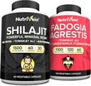 Nutrivein Premium Shilajit Capsules y Fadogia Agrestis Suplemento Bundle: Potente Shilajit para Mujeres y Hombres + Fadogia Agrestis con Tongkat Ali Suplemento para el rendimiento, resistencia, " Vitality