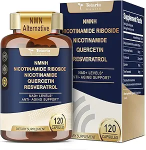 Totaria NMNH (Dihidronicotinamide Mononucleotide), NMN Alternative Supplement w/Niacinamide (Vitamin B3), Quercetin, Trans-Resveratrol, Support NAD+, Skin Cell Health*, Anti-Aging &amp; Energy, 120 Caps