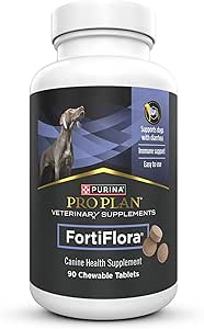 Plan Purina Pro Suplementos Veterinarios FortiFlora Probióticos para Perros Tablas Chewable para Salud y Diarrea Digestiva - 90 ct. Canister