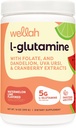 Wellah L-Glutamine Powder Watermelon Lime (50 Servings) - 5g L-Glutamine Por Serving, Endulzado con Stevia