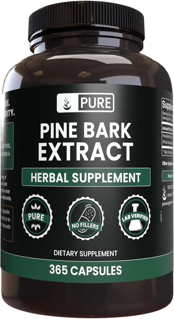 PURE ORIGINAL INGREDIENTES Pine Bark Extract (365 capsules) No hay magnesio o rifles de arroz, siempre puro