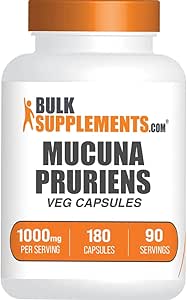 BulkSupplements.com Mucuna Pruriens Capsules - Suplementos herbarios, Mucuna Pruriens Suplemento, Beans Velvet - Vegan &amp; Gluten Gratis, 2 cápsulas por servicio (1000mg), 180 Conde (Pack of 1)