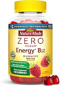 Nature Made Zero Sugar Energy Vitamina B12 Gummies 1000 mcg por Serving, B12 Vitaminas, Energy Metabolism Support, Aspartame Free, 110 Sugar Free Gummies, 55 Day Supply