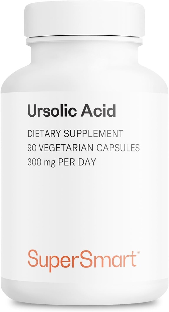 Supersmart - Ácido ursólico 300 mg por día (bien tolerado) - Rosemary Leaf Extract Supplement ← No Gluten Libre - 90 cápsulas vegetarianas