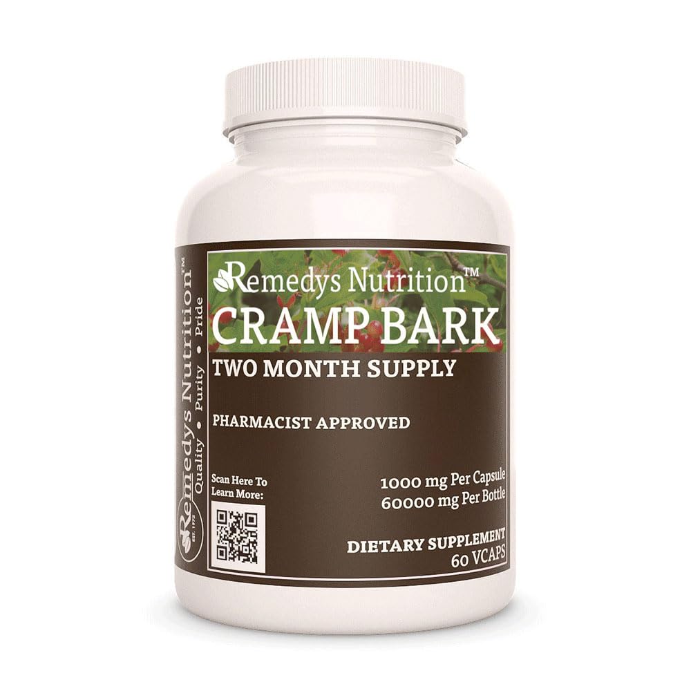 Nutrición de Remedy Cramp Bark  durable 1,000 mg, 60 Vegan Capsules Suplemento dietético herbal