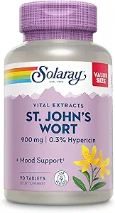 SOLARAY St. Johns Wort Aerial Extract One Daily 900mg tención Estándarizado w / 0,3% Hypericin for Mood Stability ← Non-GMO peru 90 Servings ← 90 Tablets