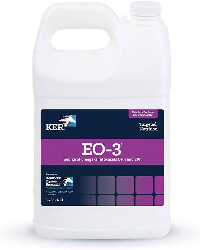 Kentucky Equine Research EO-3: Fuente de ácidos grasos Omega-3 DHA y EPA para caballos, 1 Gal (128 Servimientos)
