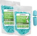 XPRS Nutra Vegan Tamaño 0 cápsulas separadas - 500 cápsulas de vacío Premium Separados en bolsas - Píldoras 0 Vacío para relleno de suplementos DIY (Aqua)