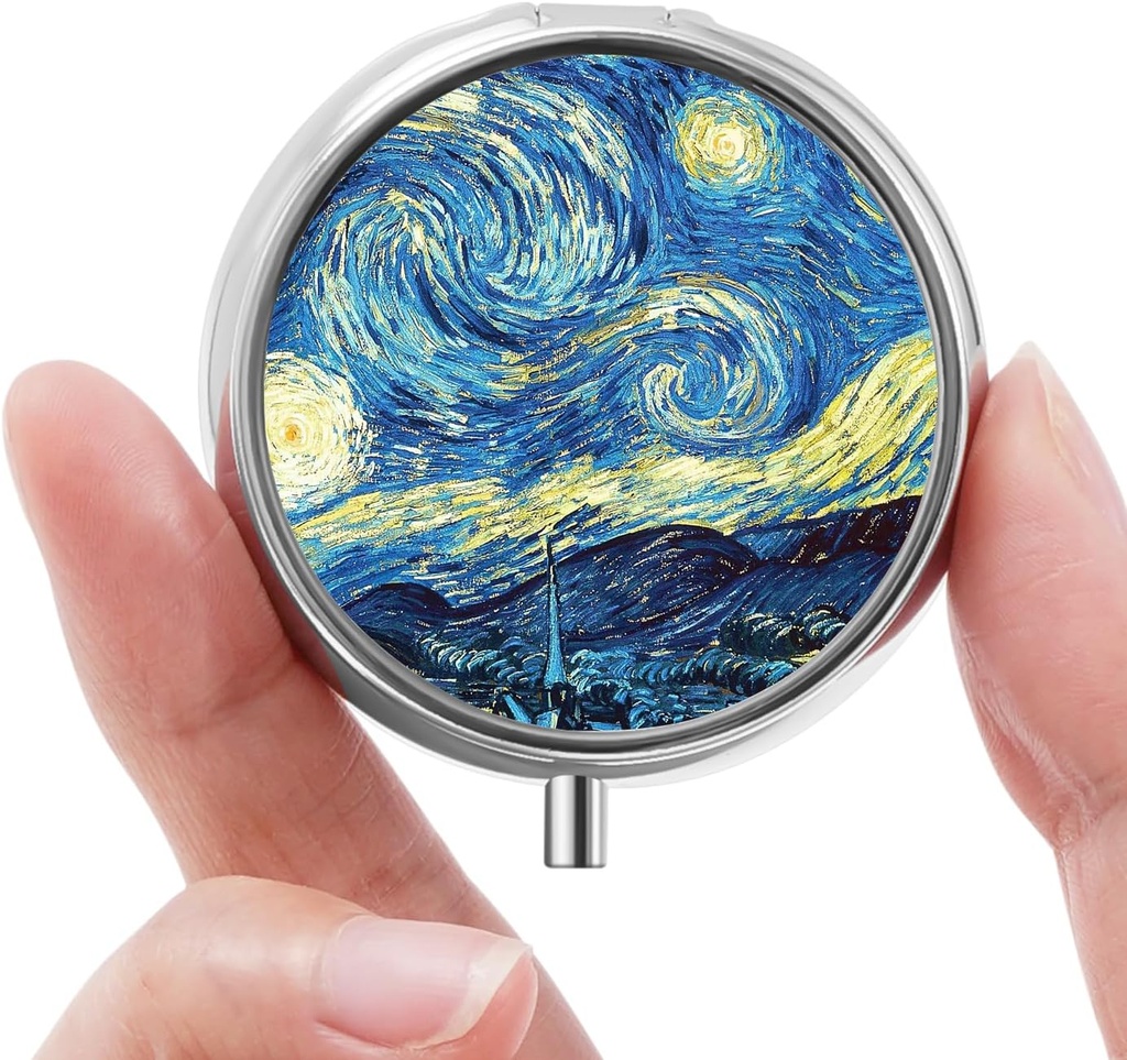 Mini Caja de Pill, Caja de Píldora Pequeña, Caja de Píldora Portátil, Cute Pill Organizer for Vitamins, Medications, Fish Oil and Supplements (Blue Moon)