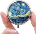 Mini Pill Box, Small Pill Box, Portable Pill Box, Cute Pill Organizer for Vitamins, Medications, Fish Oil and Supplements (Blue Moon)