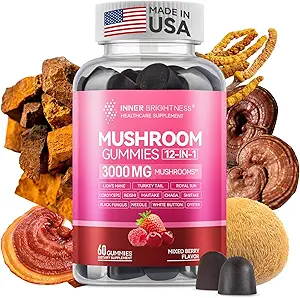 Reishi Mushroom Capsules, con Cordyceps & Chaga Mushroom, Ashwagandha, Complejo para la Salud Inmune, Vitality, Energy & Focus, 60 Conde